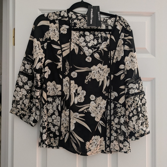 Karl Lagerfeld Beautiful Blouse Mixed Print S - Picture 4 of 12